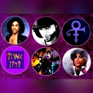 Prince Photo Button Pin Set Purple Rain Album